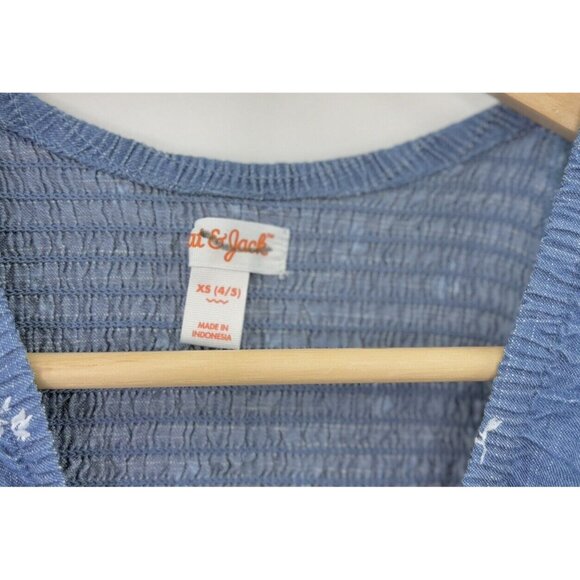 NWOT Cat & Jack Girl's Chambray Short Sleeve Faux Button Front Dress Size XS 4/5 - Picture 4 of 7